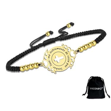 Imagem de VASSAGO Pulseira de São Miguel para homens e mulheres de aço inoxidável com pingente de São Miguel Arcanjo Medalhão Medalha de Proteção Medalha de Aço Inoxidável Joias Católicas Presentes Religiosos