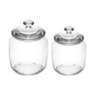 Imagem de Potes Vidro Hermético Armazenamento Alimentos Kit 800ml e 1L - Lyor