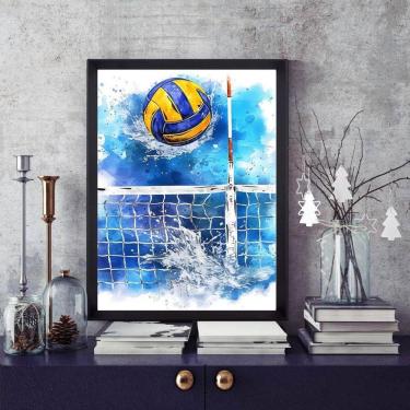 Imagem de Quadro Vôlei De Praia - Aquarela 45X34Cm - Com Vidro