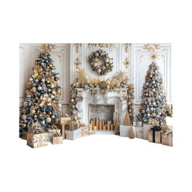 Imagem de Guirlanda Branca De Natal Para Lareira, Cenário De Festa De Fim De Ano