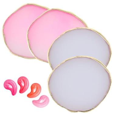 Imagem de Pacote com 4 paleta de arte de unhas, placa de mistura de maquiagem com design de cores de esmalte de resina, mini paleta de tinta para unhas - branca, rosa