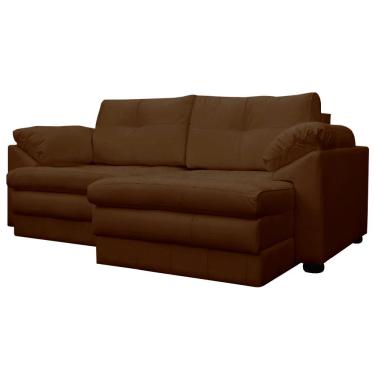 Imagem de Sofá Retrátil 3 Lugares Bipartido Sala de Estar Bali 215cm Couro Conhaque - Gran Belo