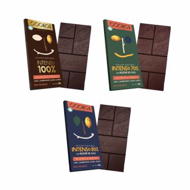 Imagem de Kit 3 Chocolates Intenso Cookoa: 70%, 80%, 100% Cacau