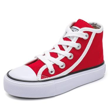 Imagem de Tênis infantil de cano alto com cadarço para meninos e meninas, estilo espadrcanvas de volta às aulas, sapatos brancos, adolescentes, clássicos, infantis, tênis, sapatos de skate para bebês