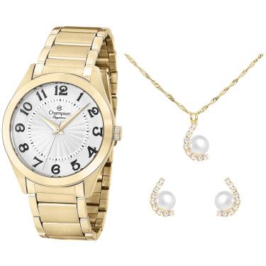 Imagem de Kit Champion Feminino Analógico com Colar Brincos CN25029W