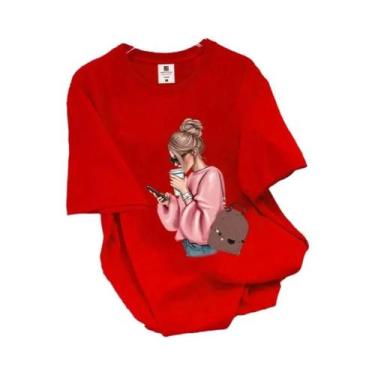 Imagem de Camiseta Feminina De Verão Com Estampa Coreana, Manga Curta, Casual, G