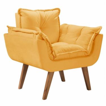 Imagem de Poltrona Opalla 1 Lugarpé Palito Suede Amarelo