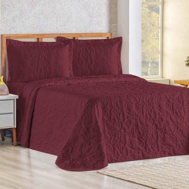 Imagem de Cobre Leito Queen Bouti Mavie Floral 180 Fios 3 Peças - Vinho