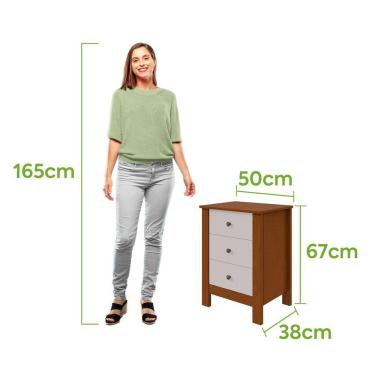 Imagem de Mesa De Cabeceira 3 Gavetas Maggiore New - Lopas Frassino/off White.