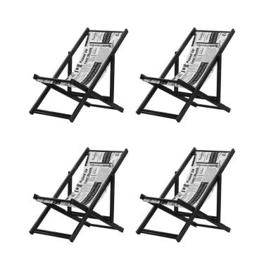 Imagem de Kit 4 Espreguiçadeiras Dobrável Black Sb-jornal