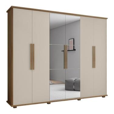 Imagem de Roupeiro 6 Portas Cinamomo Off White Com Espelho