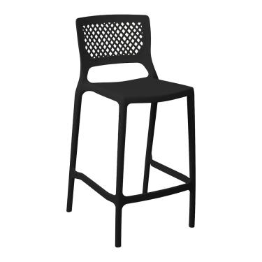Imagem de Banqueta Alta para Cozinha Preta Empilhável Vênus em Polipropileno Acrilys