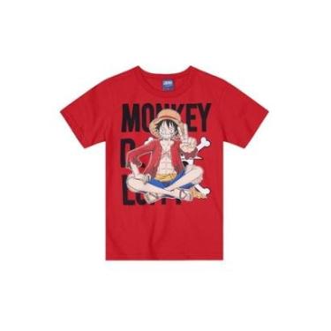 Imagem de Camiseta One Piece infantil unissex Brandili Vermelho-Feminino