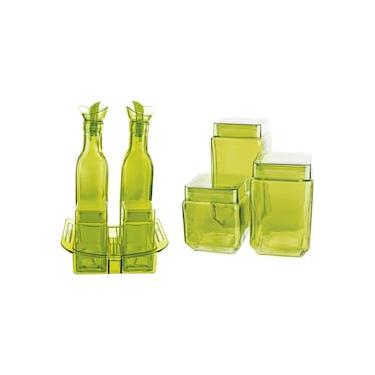 Imagem de Conjunto Galheteiro Euro Home Colorido 7 Peças com Suporte Bico Dosador Verde