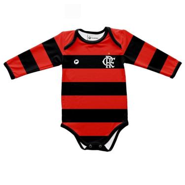 Imagem de Body Bebê Flamengo Listrado Longo Proteção UV Oficial