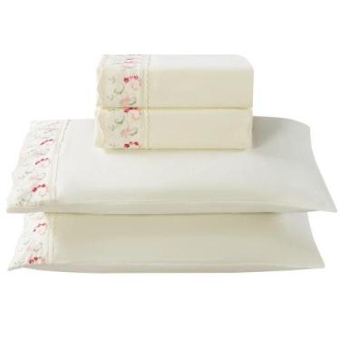 Imagem de Jogo De Lençol King Essenza 300 Fios Micropercal Bordado 4 Peças Palha