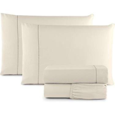 Imagem de Jogo Lençol 3 Peças Viúva 200X100X25 400 Fios Palha - MRR CONFECÇÕES E