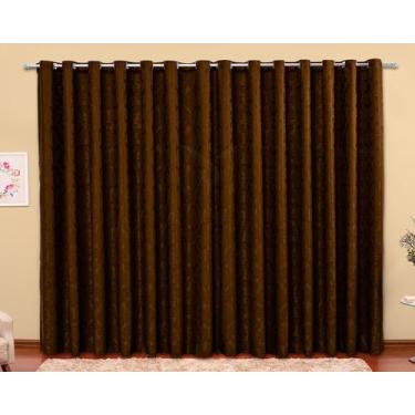 Imagem de cortina jacquard marron semi blackout em tecido 3,00x2,50 - B.F CONFEC