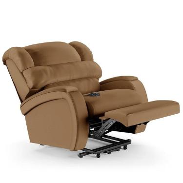 Imagem de Poltrona Do Papai Reclinável Kalie Elevação Lift Elétrico Fh9 Pu Caramelo - Mpozenato
