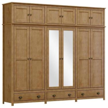 Imagem de Guarda Roupa Casal 12 Portas Com Espelho E Maleiro Mazzaro F06 Freijó 