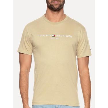 Imagem de Camiseta Tommy Hilfiger Masculina Light Core Logo Tee Cáqui Médio-Masculino