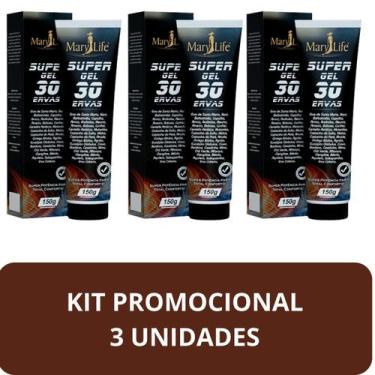 Imagem de Super Gel Desodorante Massageador Mary Life 30 Ervas Bisnaga 150g Kit 