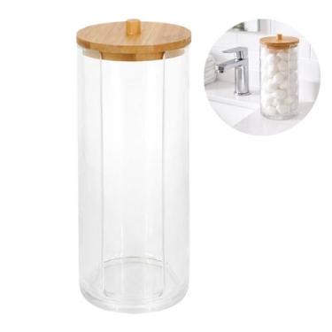 Imagem de Porta Algodão Organizador em Acrílico Tampa de Bambú - Sanxia