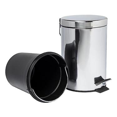 Imagem de Lixeira INOX COM Pedal 3 litros Cesto Removível Higiênico Cor Aço Inox BANHEIRO E COZINHA LIXEIRA TODA EM INOX, NÃO ENFERRUJA, TAMANHO COMPACTO, FACIL DE LAVAR E DE TRANSPORTAR