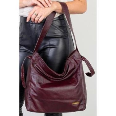 Imagem de Bolsa sacola de ombro em couro croco Mara-Feminino