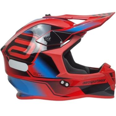 Imagem de Capacete Asw Motocross R3 Pure Vermelho Preto Azul-Unissex