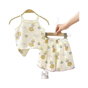 Imagem de Conjunto De Pijamas De Algodão Para Meninas Com Estampa De Cereja, Sem