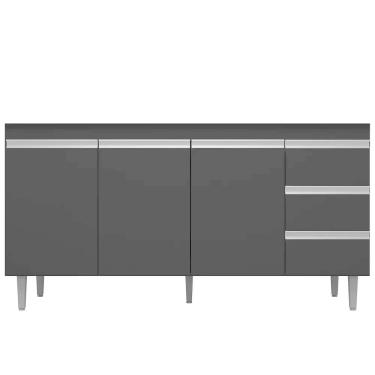 Imagem de Balcão Gabinete para Pia 150cm sem Tampo 3 Portas 3 Gavetas Andréia Preto Total - Ajl Móveis