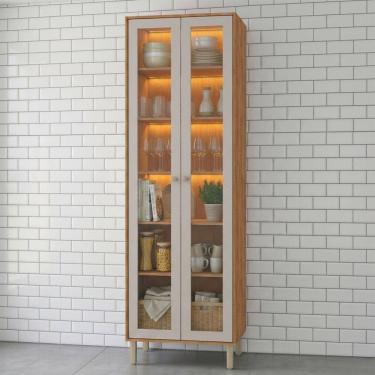 Imagem de Cristaleira Celeste 2 Portas 100% Mdf com Vidro Cinamomo/Off White - Mgm Móveis