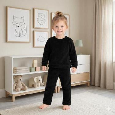 Imagem de Pijama Infantil Microfibra Pelúcia Inverno Manga Longa Menina Menino P