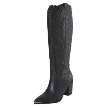 Imagem de Bota Feminina Salto Alto Bloco Elegancia Country Via Marte-Feminino