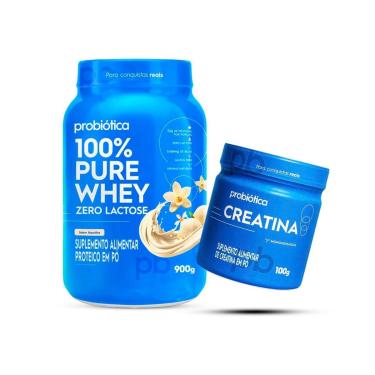 Imagem de Combo Whey Zero Lactose 900g e Creatina 100g Probiótica-Unissex
