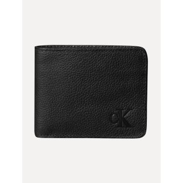 Imagem de Carteira Calvin Klein Jeans Couro Média CKJ Floater Queima Preta-Masculino