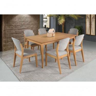 Imagem de Sala de Jantar California 6 Lugares Mesa em MDF com Cadeiras Estofadas