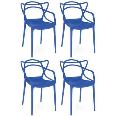 Imagem de Kit 4 Cadeiras de Jantar Allegra Prática Empilhável - Azul Petróleo - 