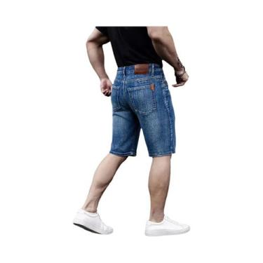 Imagem de Calças Jeans Masculinas Casuais Com Stretch, Clássicas Em Azul E Preto