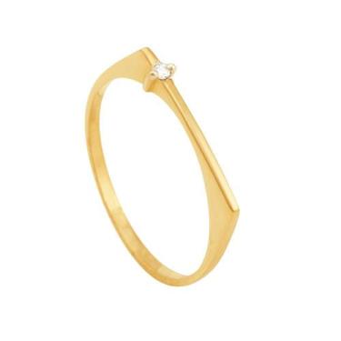 Imagem de Anel Placa Liso com Diamante 1.5 Ponto em Ouro 18K - AU14282 - BRUNA T