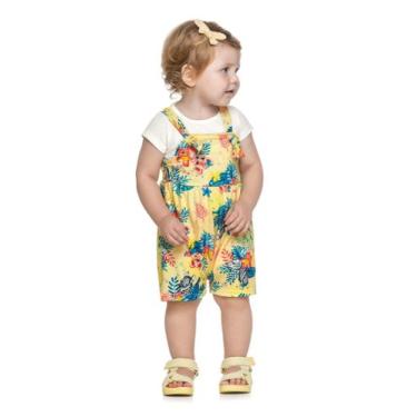 Imagem de conjunto Macacão com Camiseta Infantil menina  Verão - Elian Laranja, 