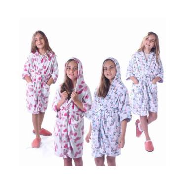 Imagem de Roupão Malha Felpudo Estampado Infantil Feminino Bene Casa