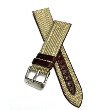 Imagem de Pulseira Relógio Couro Nylon Marry Montan.LC94, 22 mm, Bege