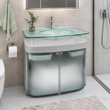 Imagem de Gabinete Para Banheiro Com Cuba Cris Master Silver Cris Metal, 80cm