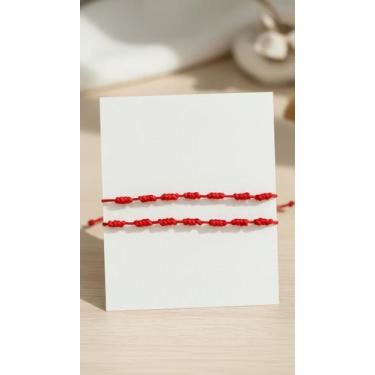 Imagem de Kit 2 Pulseiras Vermelhas 7 Nós Amuleto Proteção 25cm - Congratulation