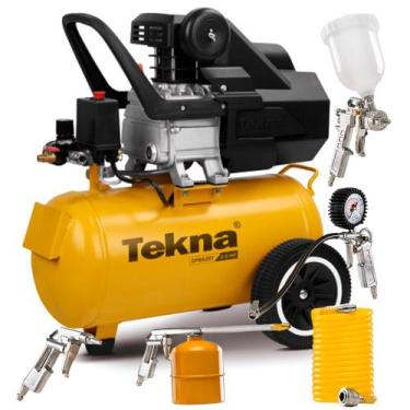 Imagem de Compressor De Ar 24l 2,5hp + Kit Pintura Funilaria 5 Peças - Tekna, 11