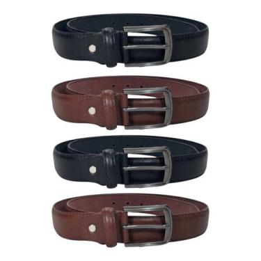 Imagem de Kit 4 Cintos Masculinos 2 Pretos 2 Marrons Social Fivela - Idea