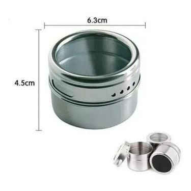 Imagem de Porta Temperos E Condimentos Com Imã Em Aço Inox 16 Potes - MINYMIX