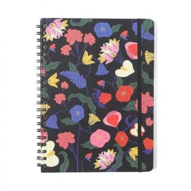 Imagem de Caderno universitário capa dura 1x1 80 folhas Doce Florada Preto - Cic